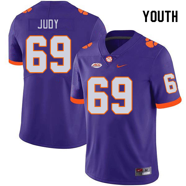 Youth Clemson Tigers Sam Judy #69 College Purple NCAA Authentic Football Stitched Jersey 23FB30DV